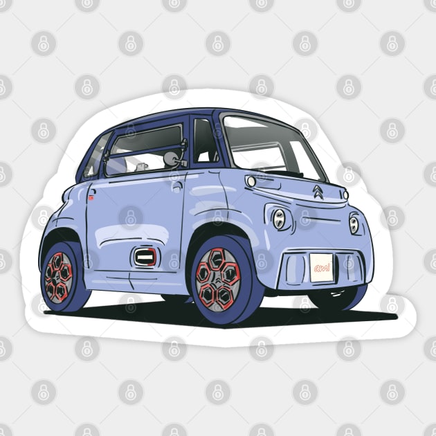 Citroen Ami electric car Sticker by Webazoot